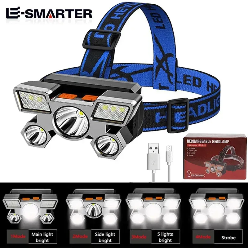 Powerful LED USB Rechargeable Head Lamp for Your Emergency Tool Kit, Camping, Car Work or Attic Work. Great Hands Free Flashlight.