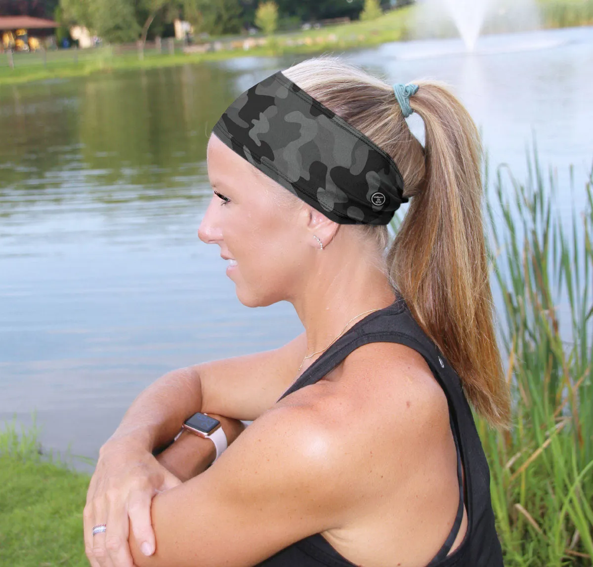 RAVEbandz The Pro - Wide Stretch Headband (Defender - Black)