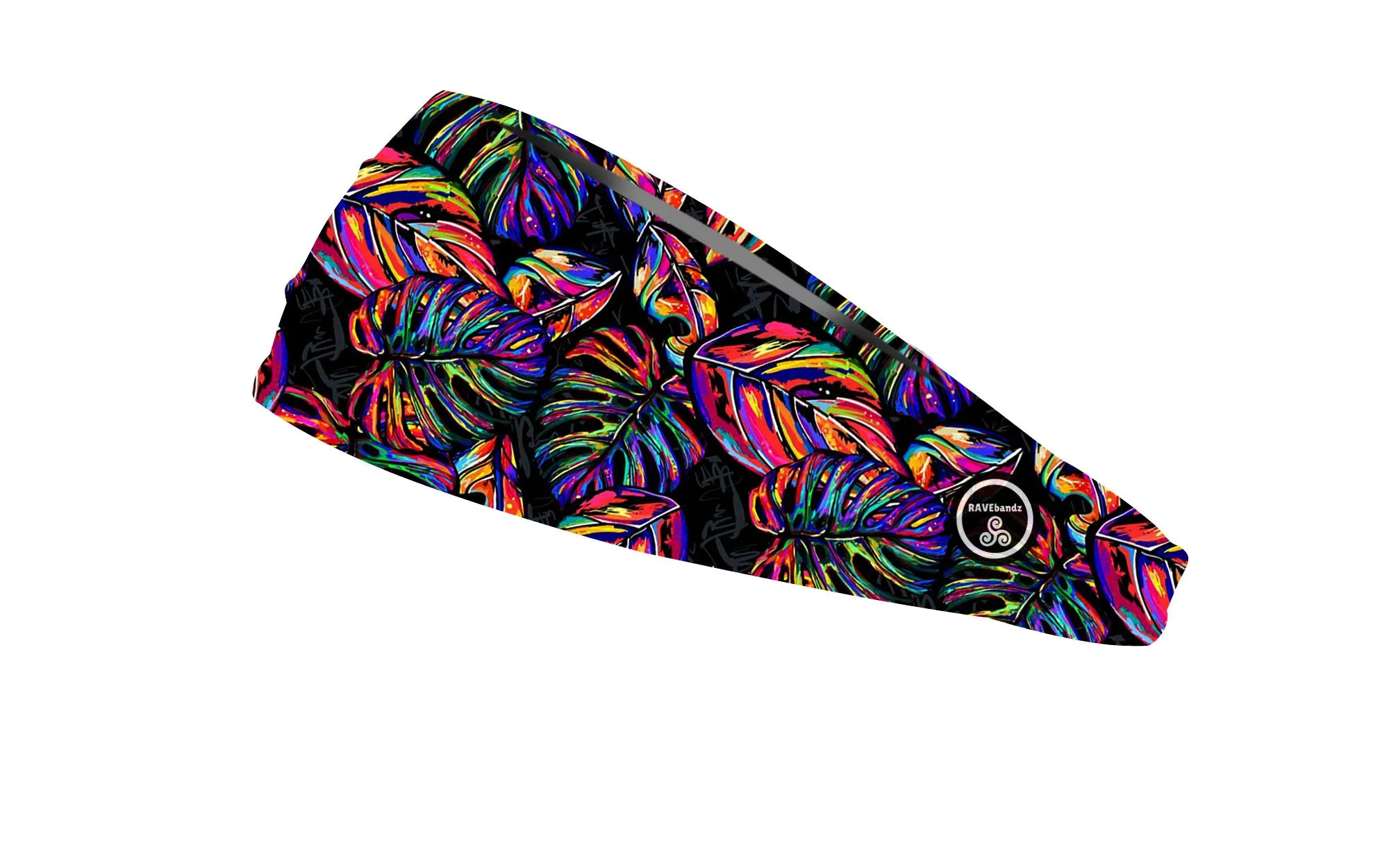 RAVEbandz The Pro - Wide Stretch Headband (Neon Ferns)