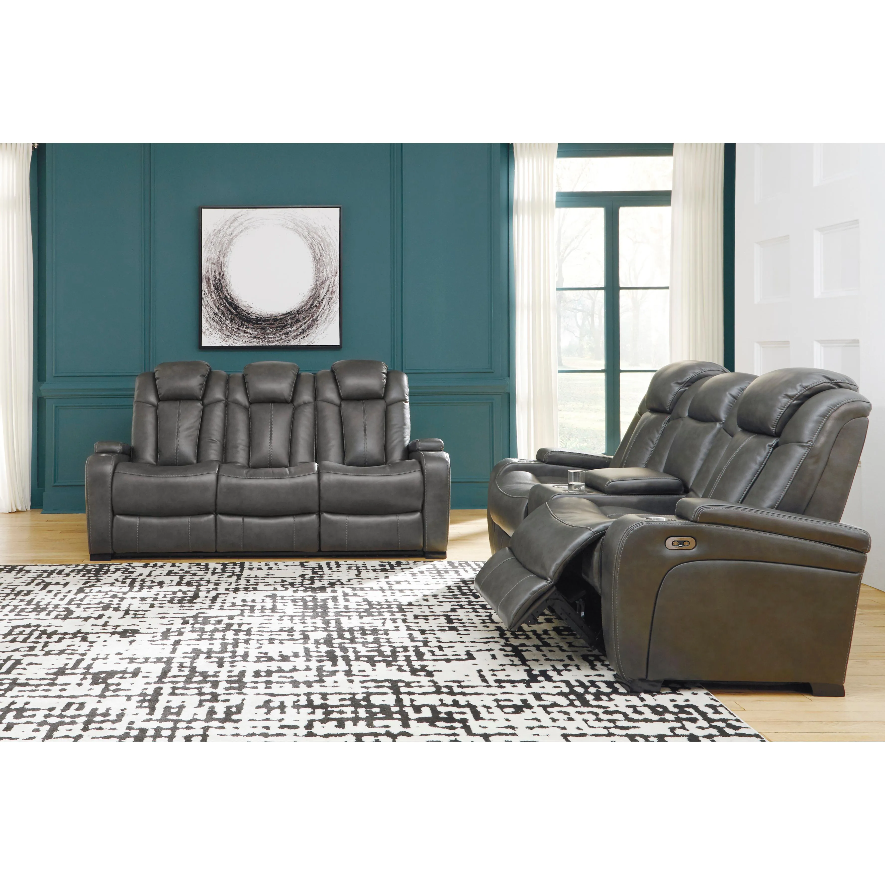 Signature Design by Ashley Turbulance Power Reclining Leather Look Sofa 8500115C