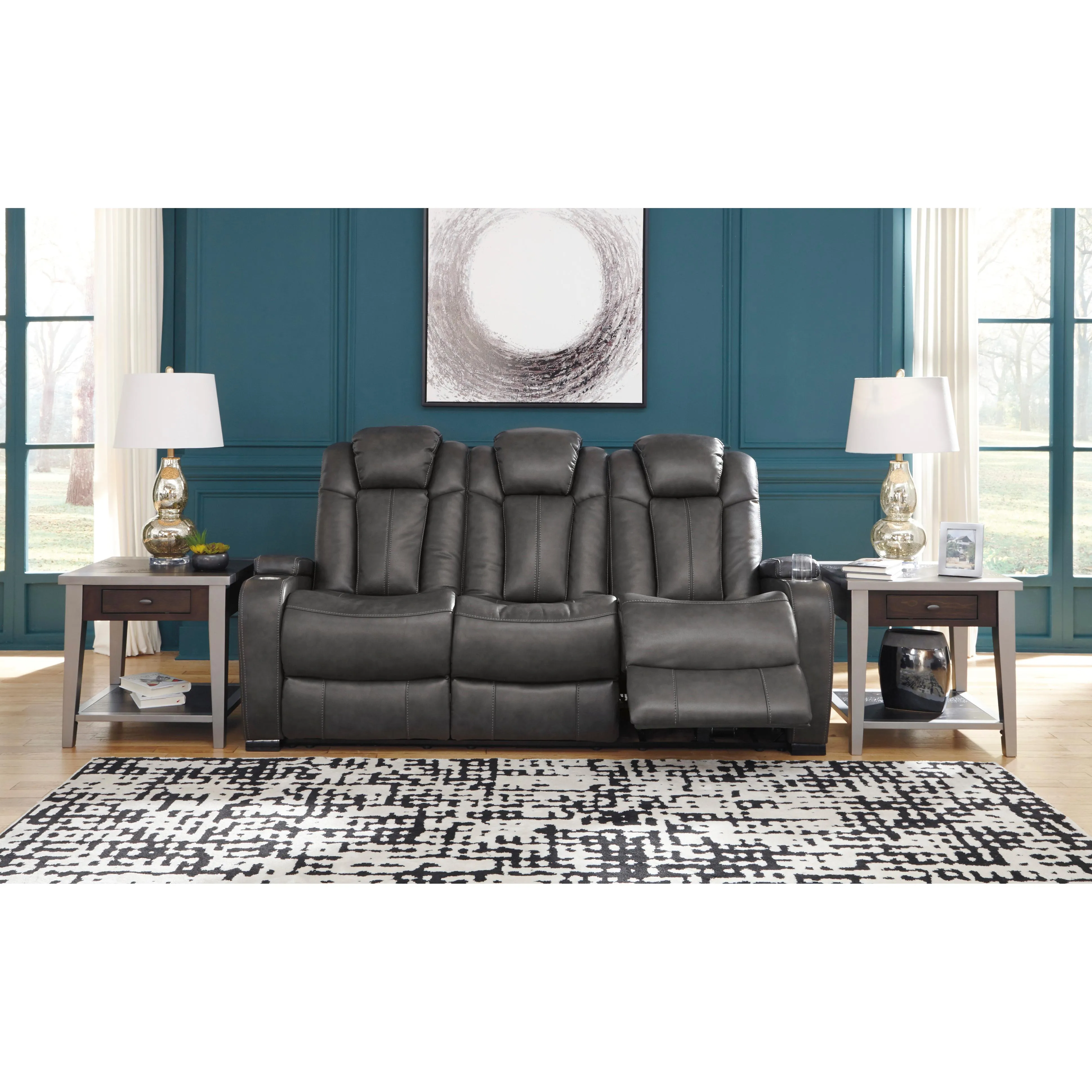 Signature Design by Ashley Turbulance Power Reclining Leather Look Sofa 8500115C