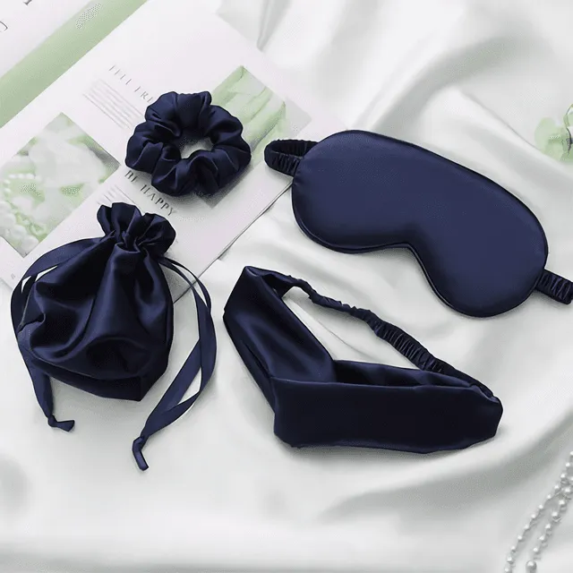 Silk Sleep Mask For Women & Men 4 Pcs Set  sleep better Travel Blindfold