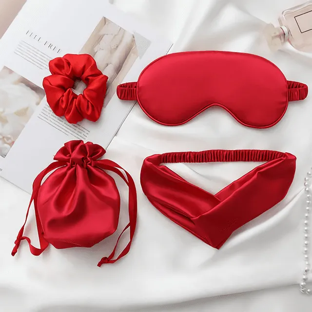 Silk Sleep Mask For Women & Men 4 Pcs Set  sleep better Travel Blindfold