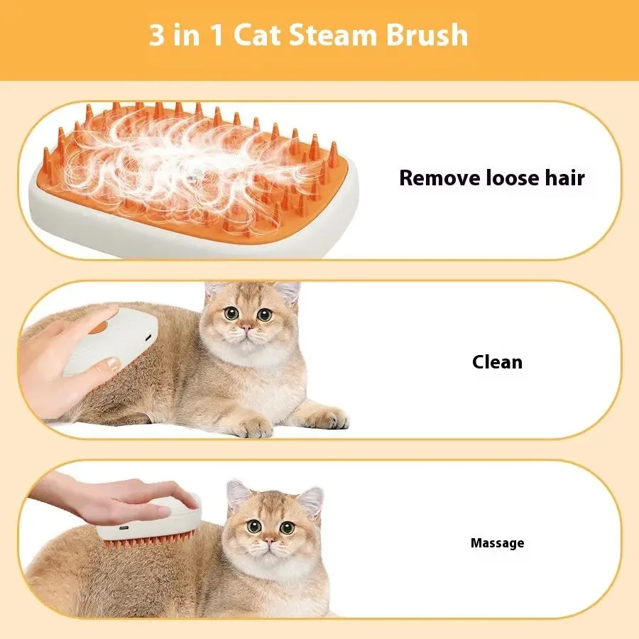 USB Rechargeable Pets Steam Brush Spray Massage Comb Pet Grooming Tools Cat Steam Comb Pet Products