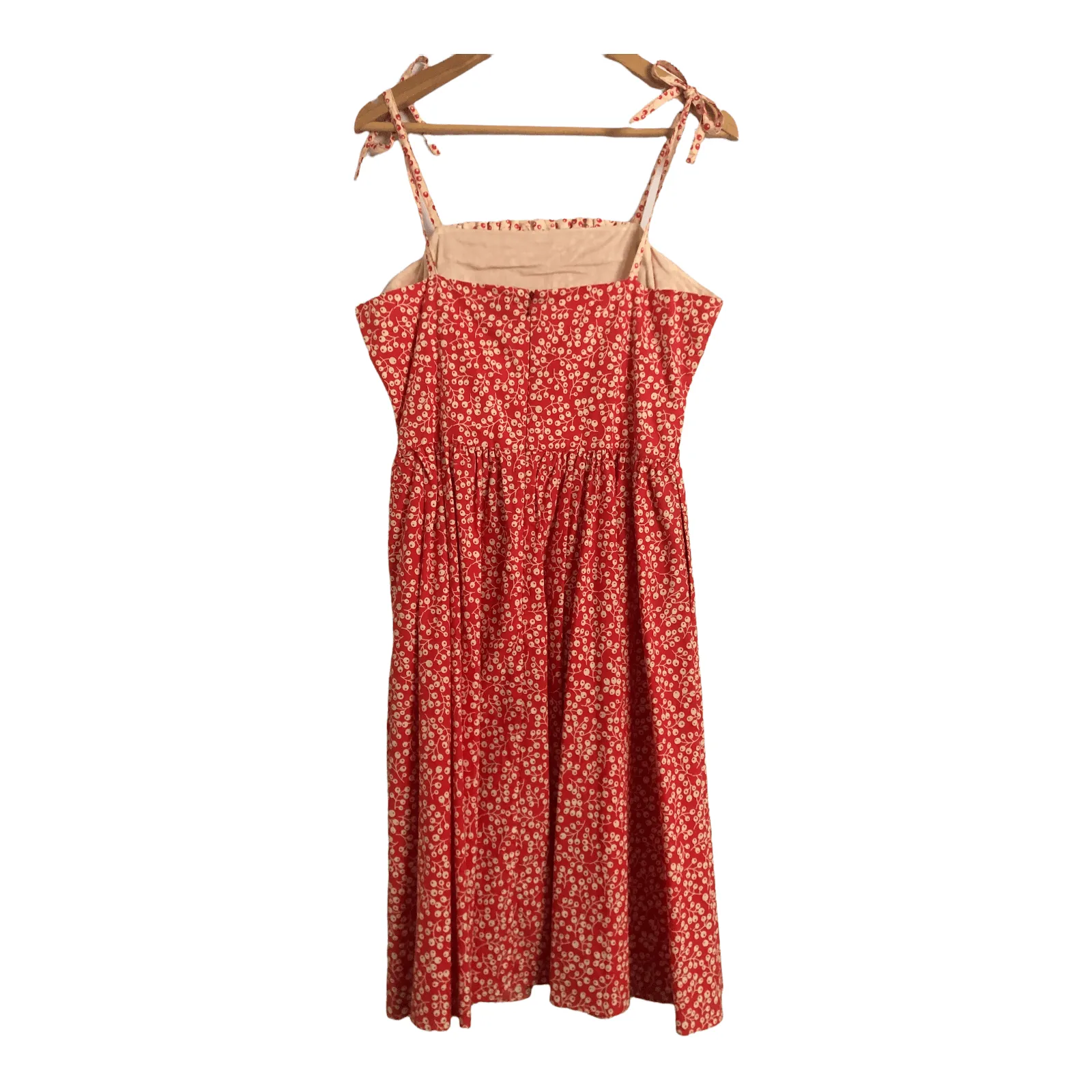 Whistles 100% Cotton Strappy Summer Dress Orange Cream Block Print UK Size 14