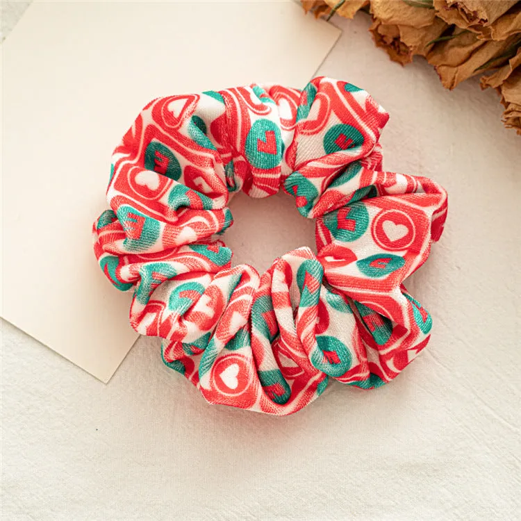 Women's Hair Band Golden Velvet Cloth Autumn and Winter Christmas Pattern Large Intestine Ring