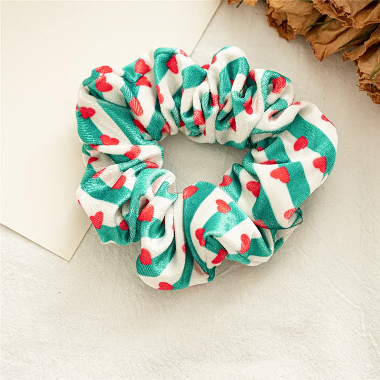 Women's Hair Band Golden Velvet Cloth Autumn and Winter Christmas Pattern Large Intestine Ring